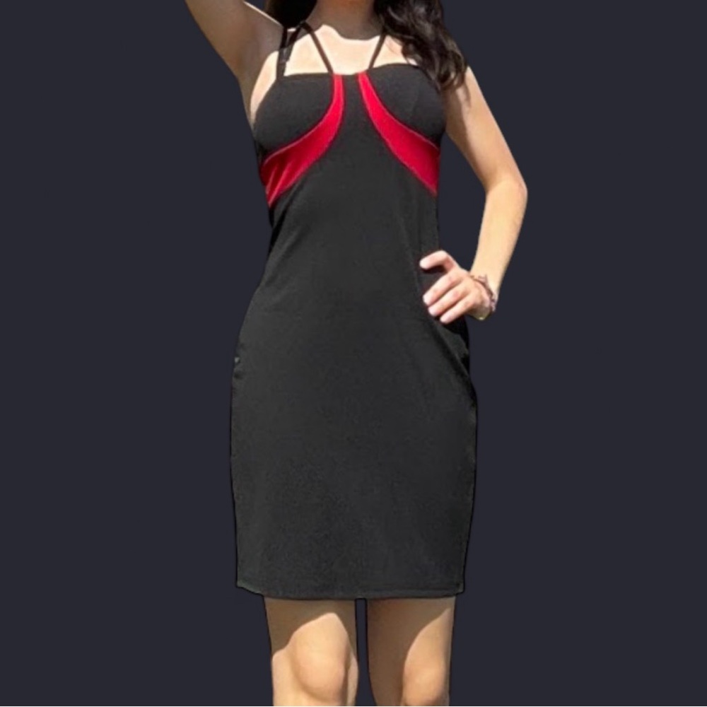 SHEIN Black and Red Strappy Dress